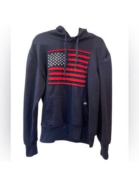 Buffalo Outdoors Men’s Navy Blue American Flag Hooded Sweatshirt Sz: Medium